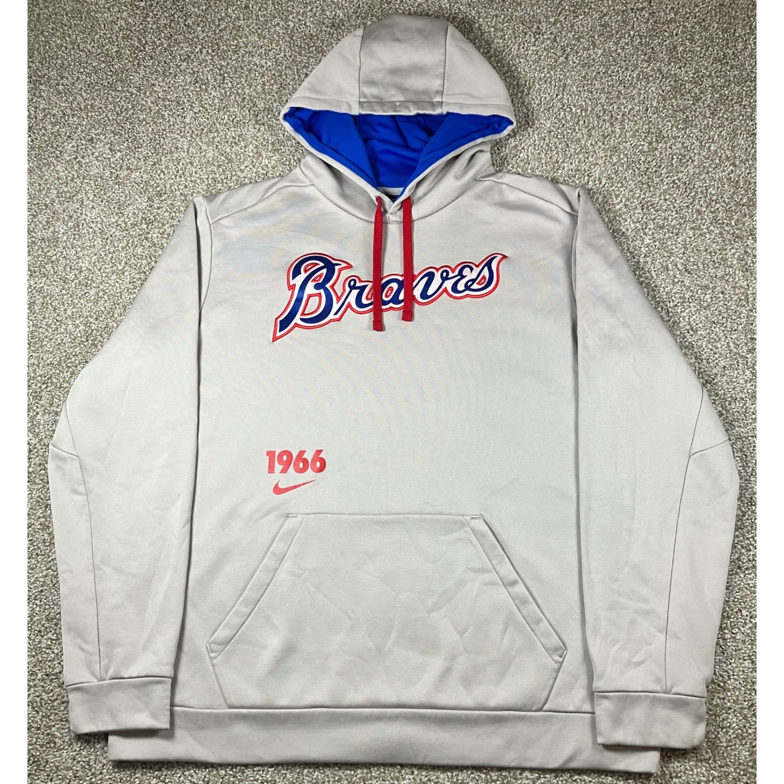 Nike Atlanta Braves Cooperstown Collection 1966 Therma-FIT Hoodie Mens XL Grey