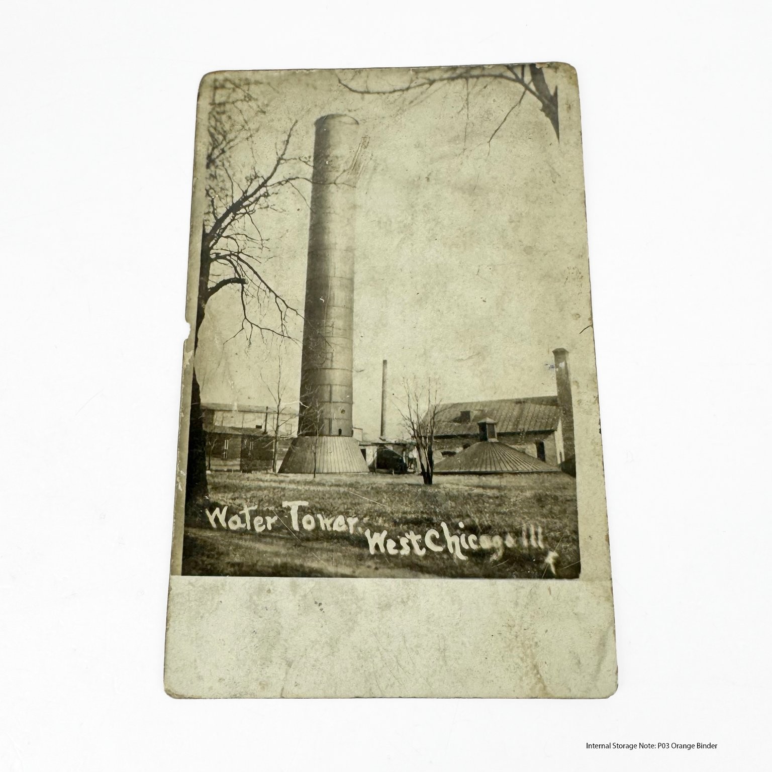 Vintage Postcard Water Tower West Chicago Illinois 1911 Postmark RPPC Photograph