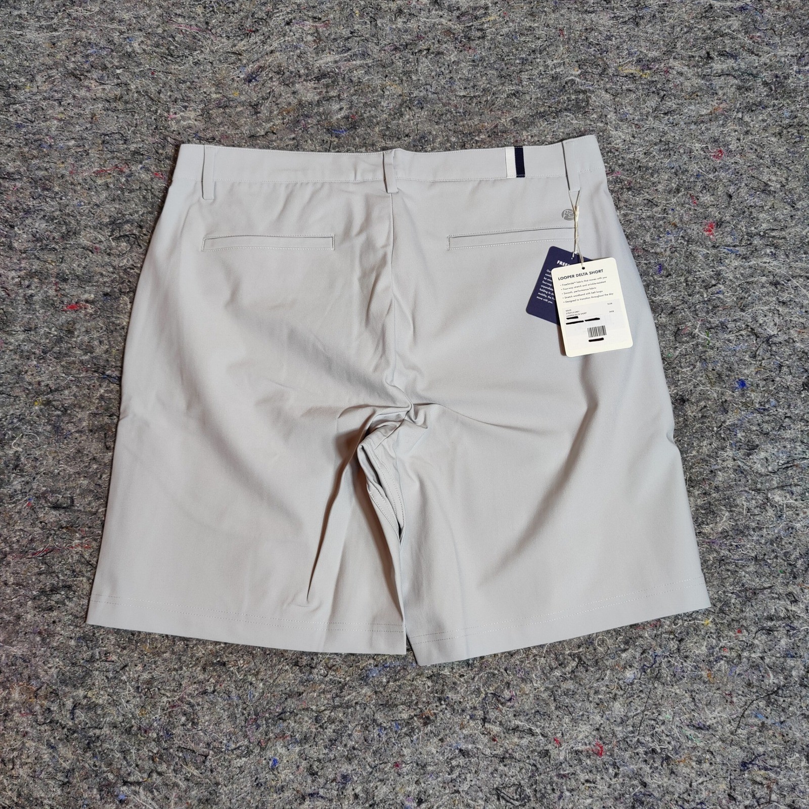 Rhoback Looper Delta Short Stratus Grey Mens 34 Performance Stretch