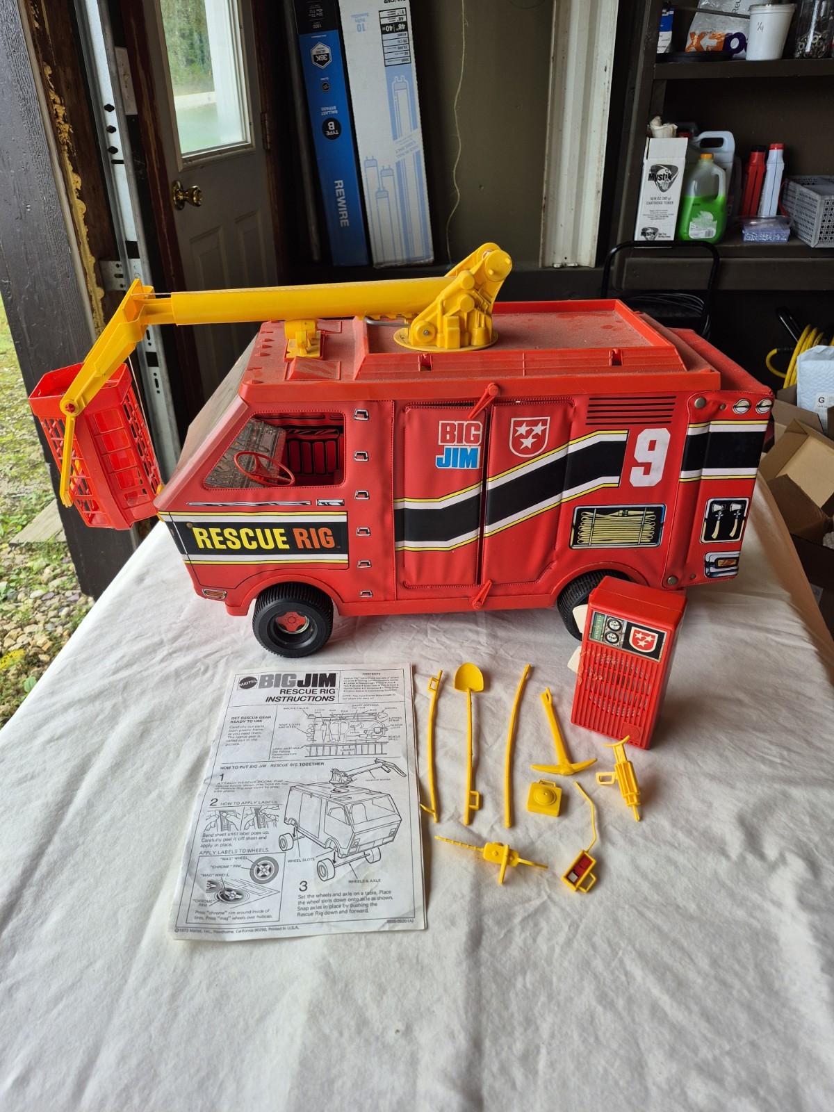 Vintage Mattel 1973 Big Jim Rescue Rig W/Accessories, Instructions Walkie Talkie
