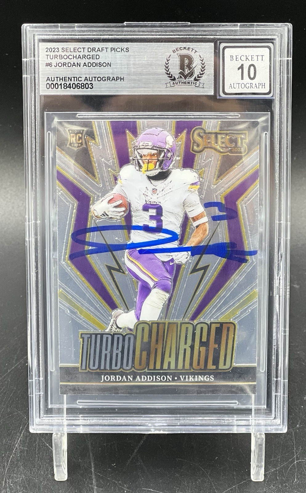 2023 Select Turbo Charged Jordan Addison Signed Autographed Trading Card BAS RC