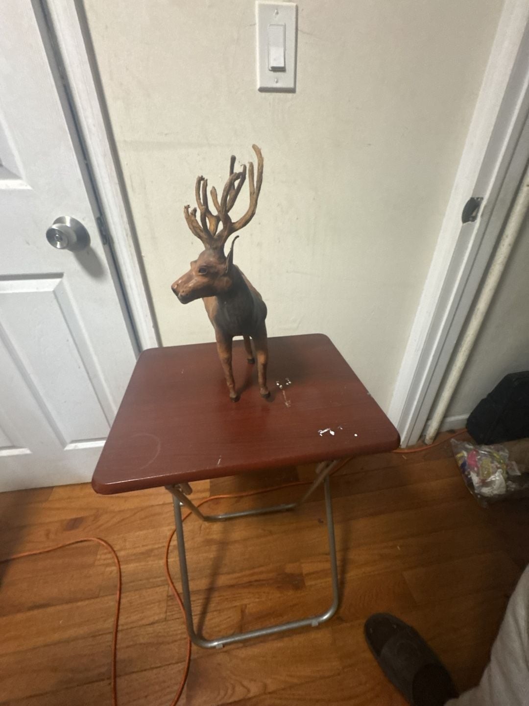 Vintage Handcrafted Leather Elk Deer Figurine Statue with Antlers Vintage Handcrafted Leather Elk Deer Figurine Statue with Antlers