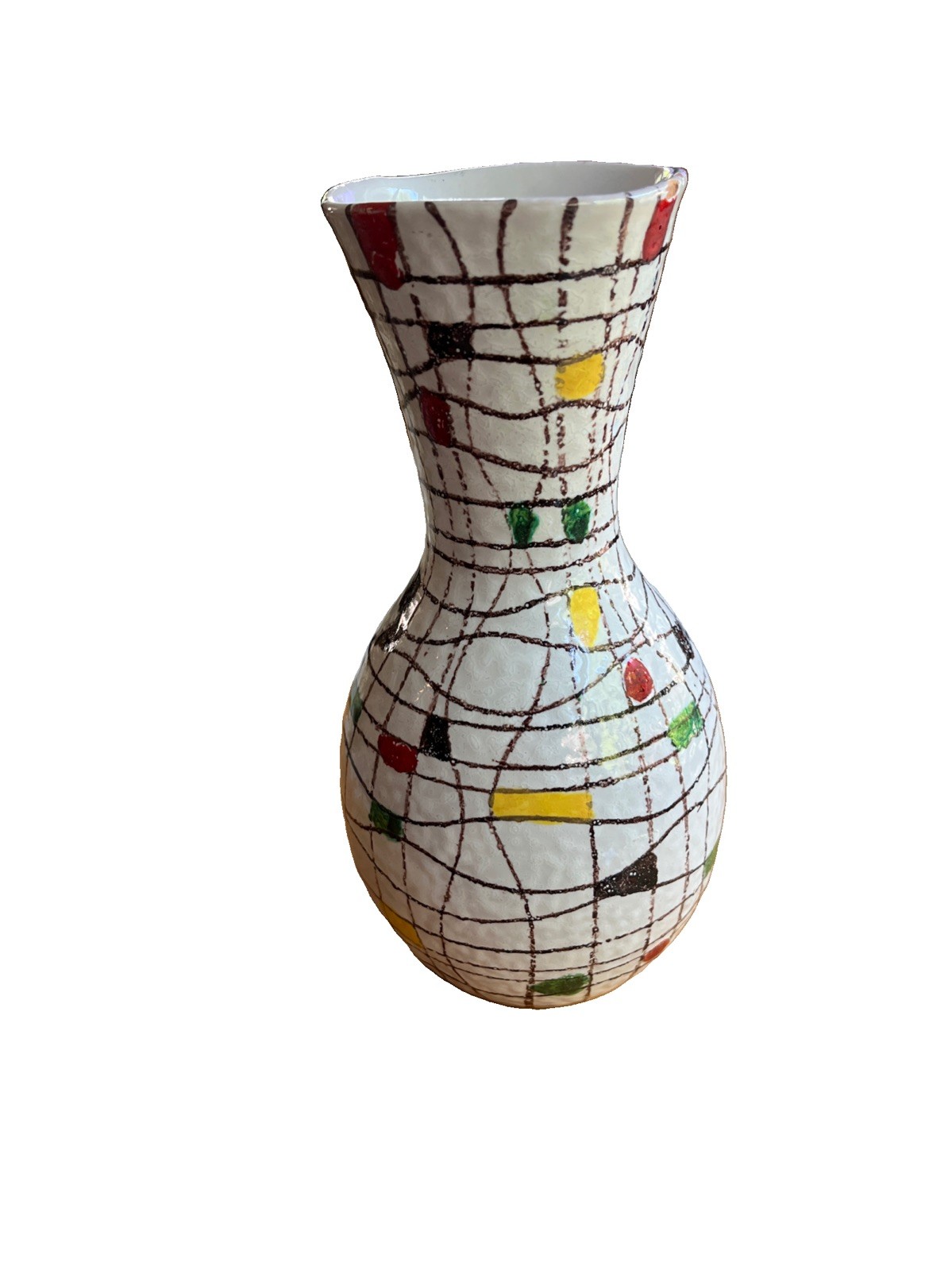 Bitossi Pottery Mondrian Vase By Aldo Londi  8 Inches