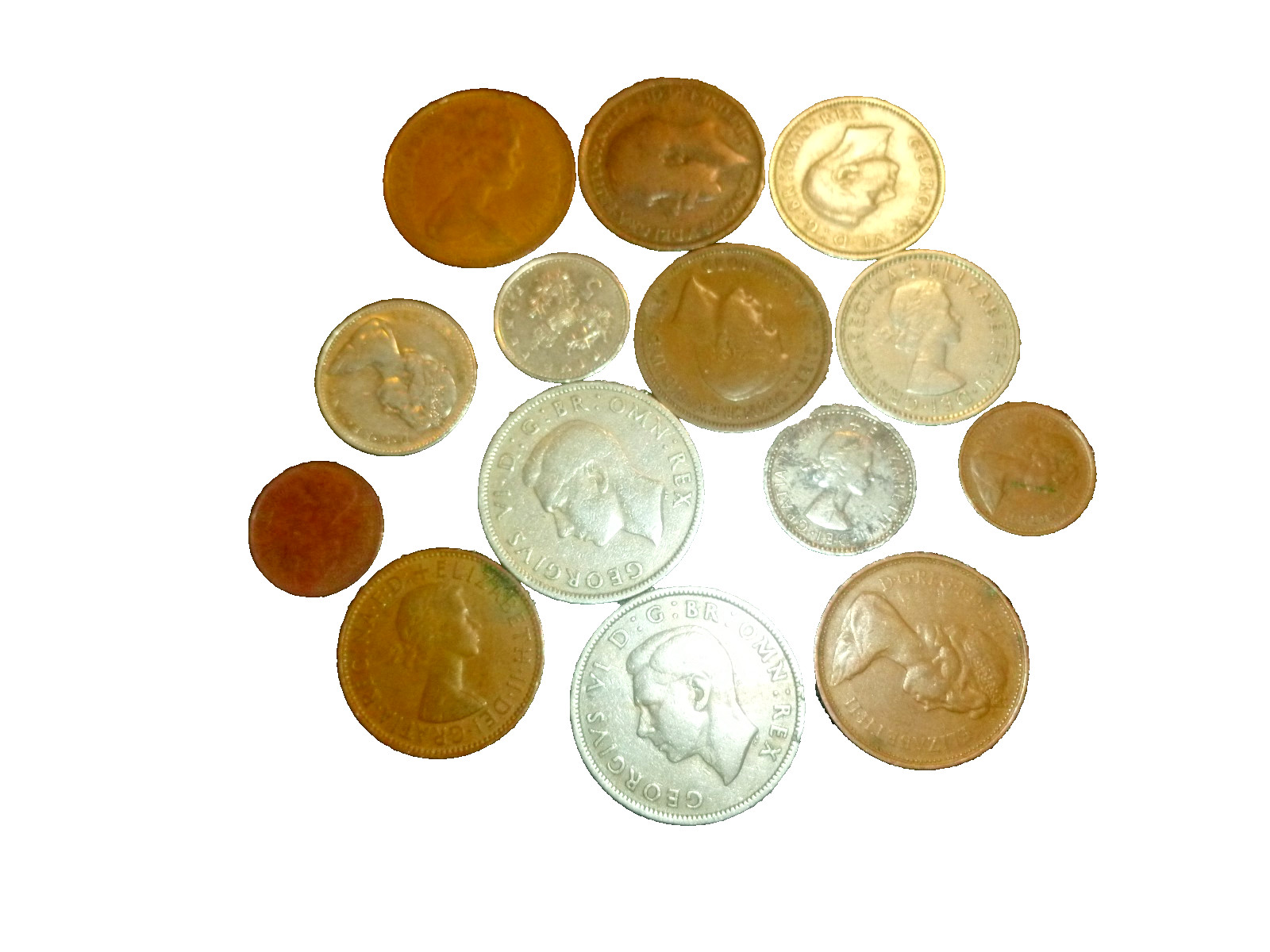 Vintage British Commonwealth Coin Lot George VI Elizabeth II 14pc Mixed Estate