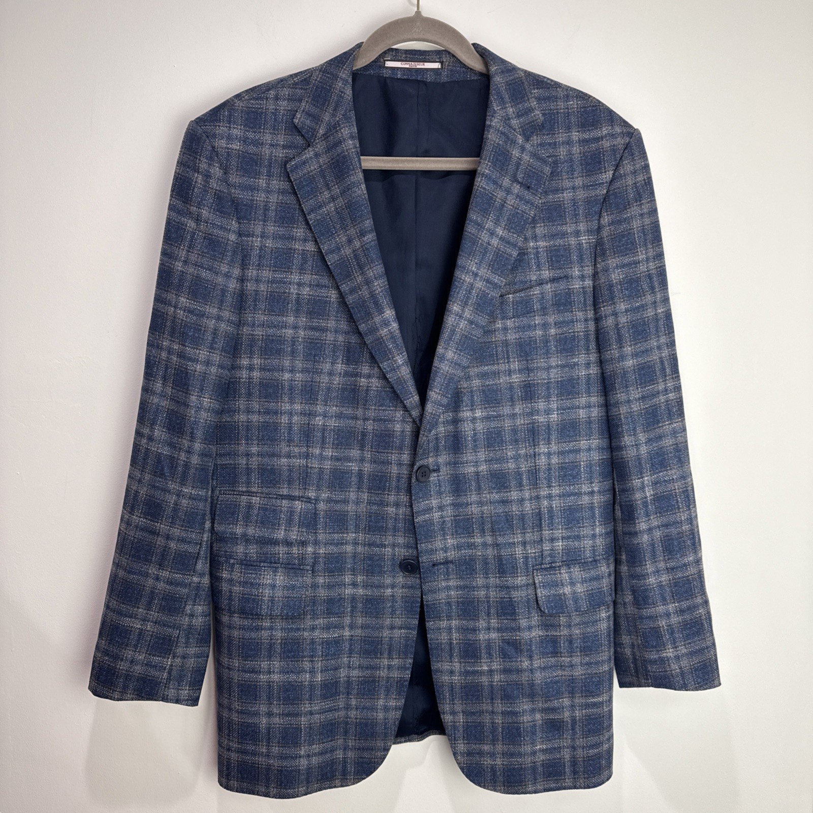 Connaisseur Paris Jacket Blazer Men’s 56 Blue Plaid 100% Wool Casual style Connaisseur Paris Jacket Blazer Men’s 56 Blue Plaid 100% Wool Casual style