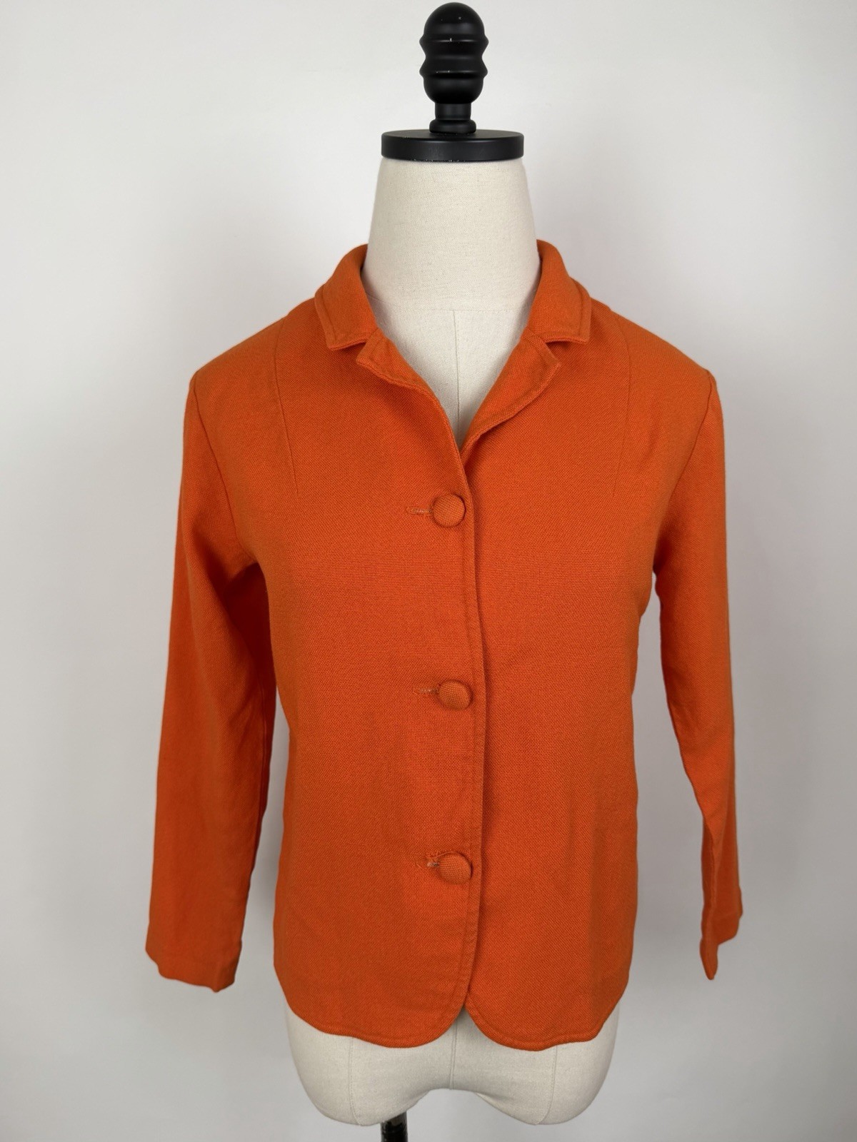 Vintage 50s 60s Jacket Womens XS Tight Fit Persimmon Orange Woven Distressed