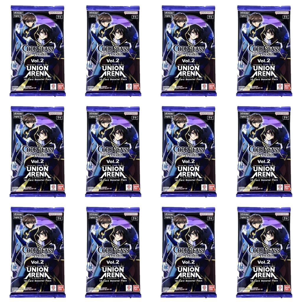 Code Geass Vol 2 Union Arena Trading Card Game - Lot of 12 New Booster Packs