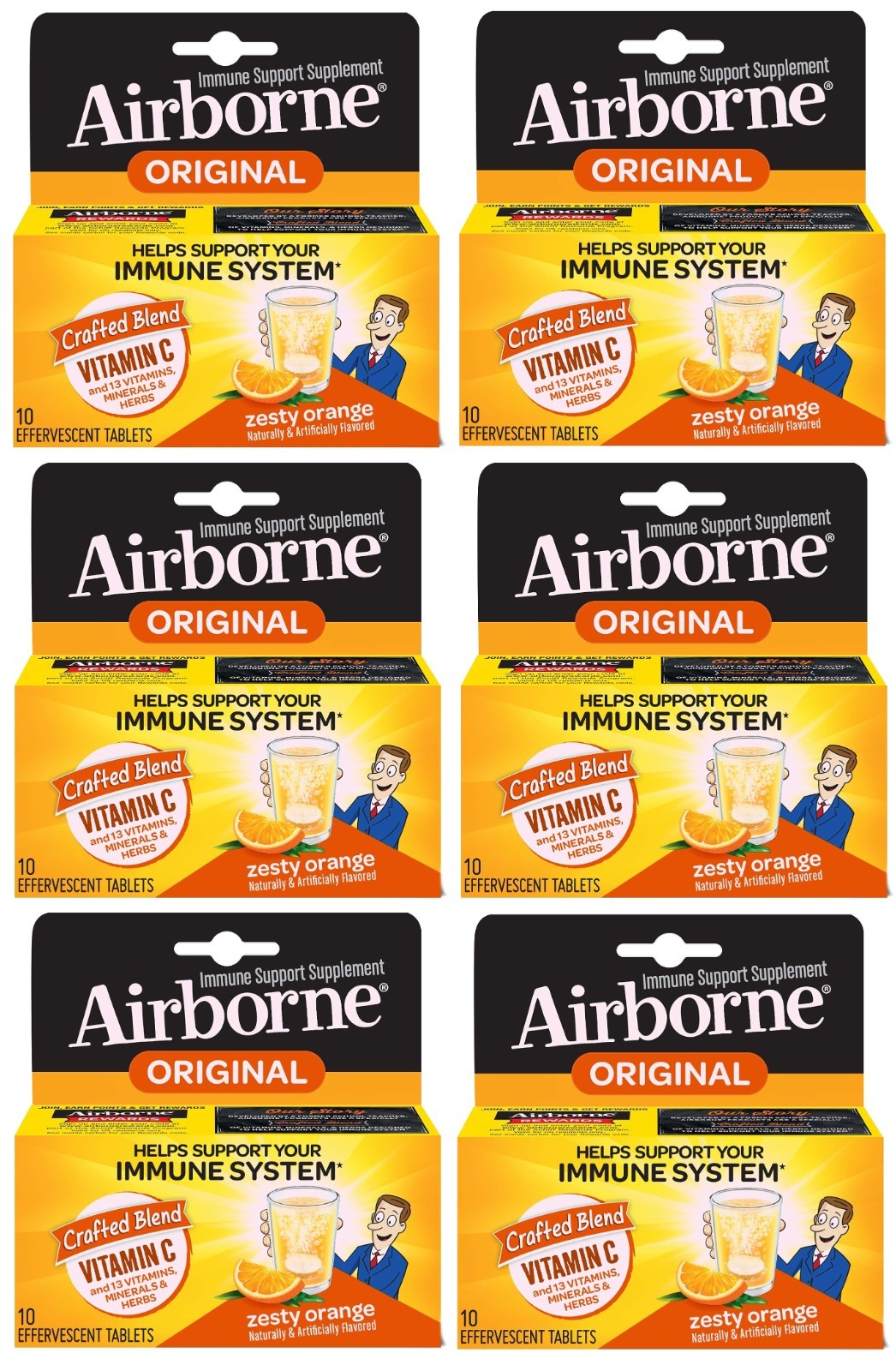 Airborne Immune Support Zesty Orange, 60 Tablets Total, 06/2027