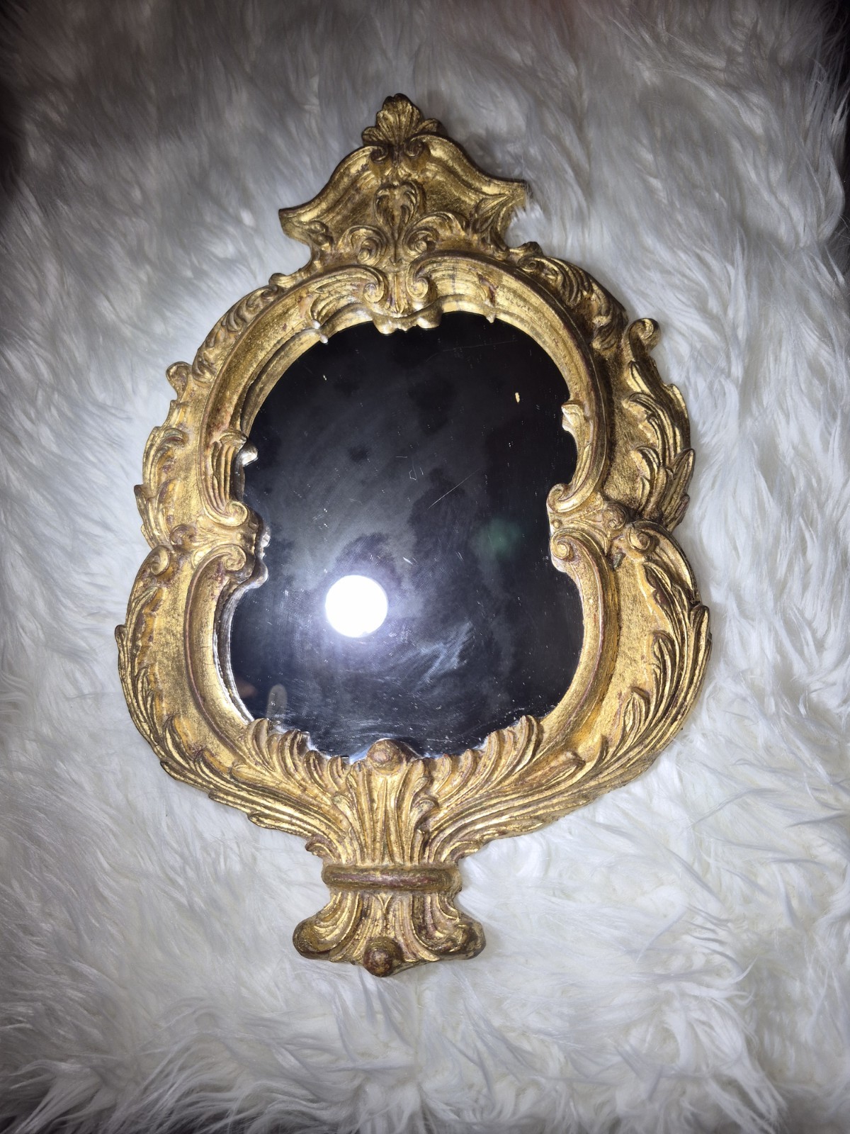 Vintage Italian Florentine Baroque Style Gold Wood Wall Mirror