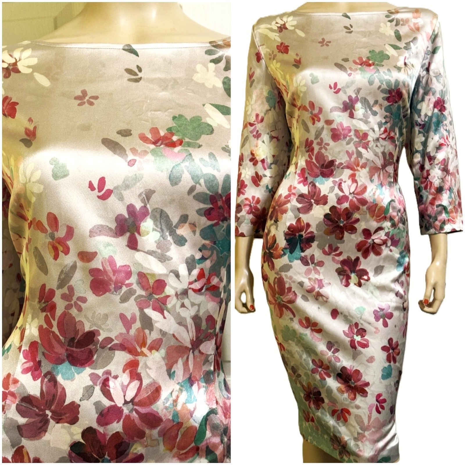 Gorgeous St John Silk Pink Floral Dress sz 12