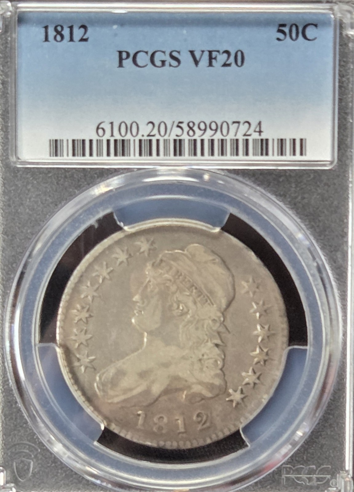 1812 Capped Bust Half Dollar PCGS VF 20 50C Lettered Edge Early US Silver Coin 1812 Capped Bust Half Dollar PCGS VF 20 50C Lettered Edge Early US Silver Coin
