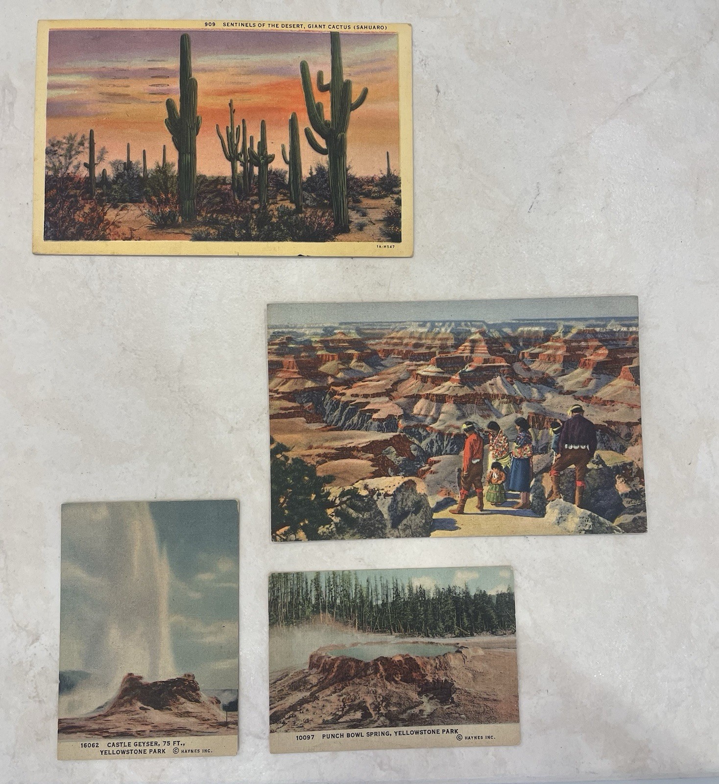 Lot Of Four Vintage Southwestern Linen Postcards Native American Grand Canyon