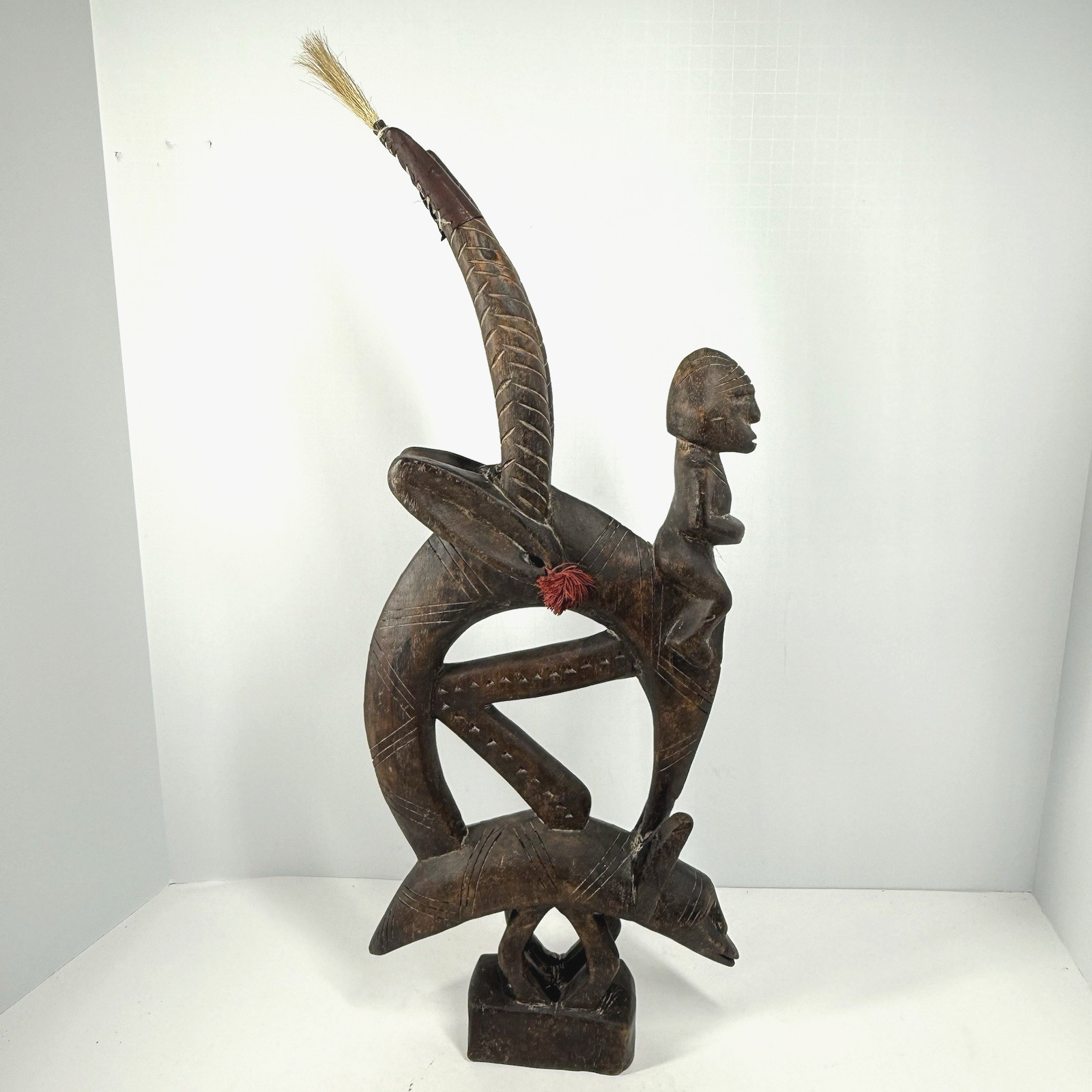 Bamana Chi Wara Headdress Mali African Carved Wood Antelope Vtg 22