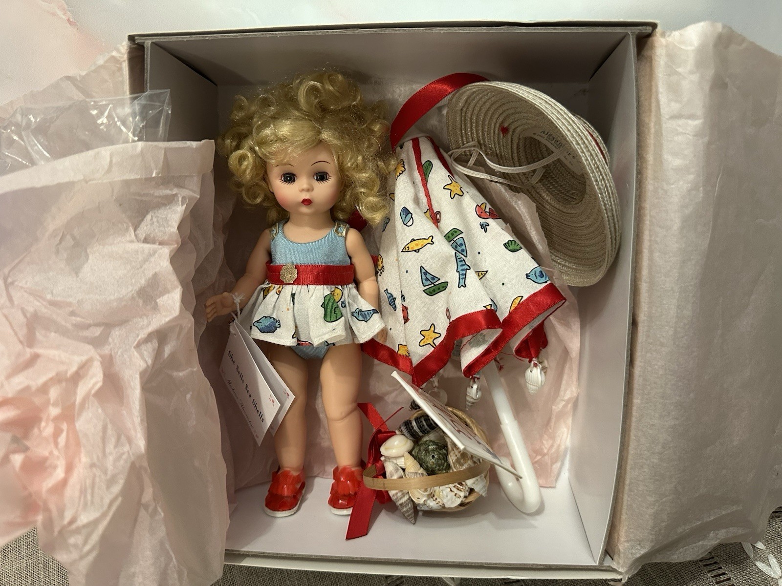 Madame Alexander She Sells Sea Shells Doll #42470 NIB in Box with Accessories 8”