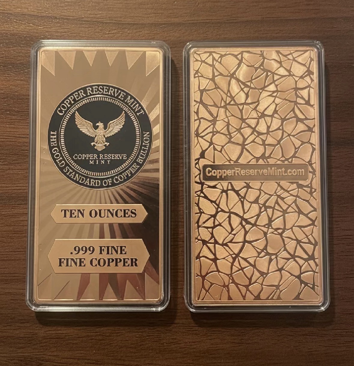 COPPER RESERVE MINT - Ten (10) Ounce Bar - . 999 Fine Bullion SIGNATURE  EAGLE