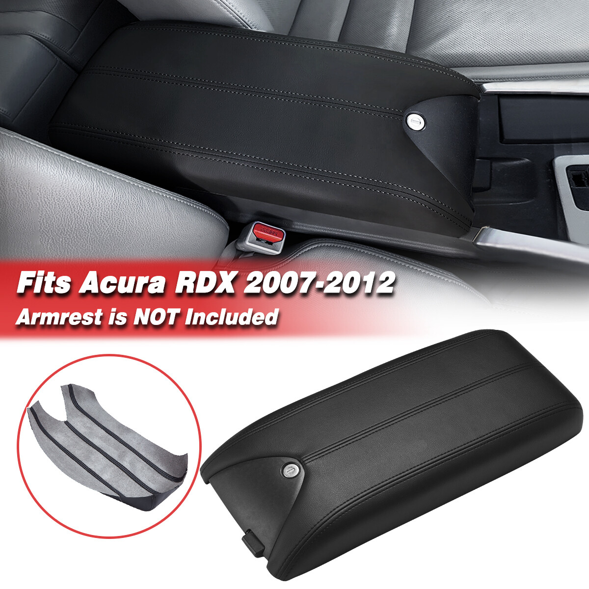 Fit 2007-2012 Acura RDX Center Console Lid Armrest Vinyl Replacement Cover Black