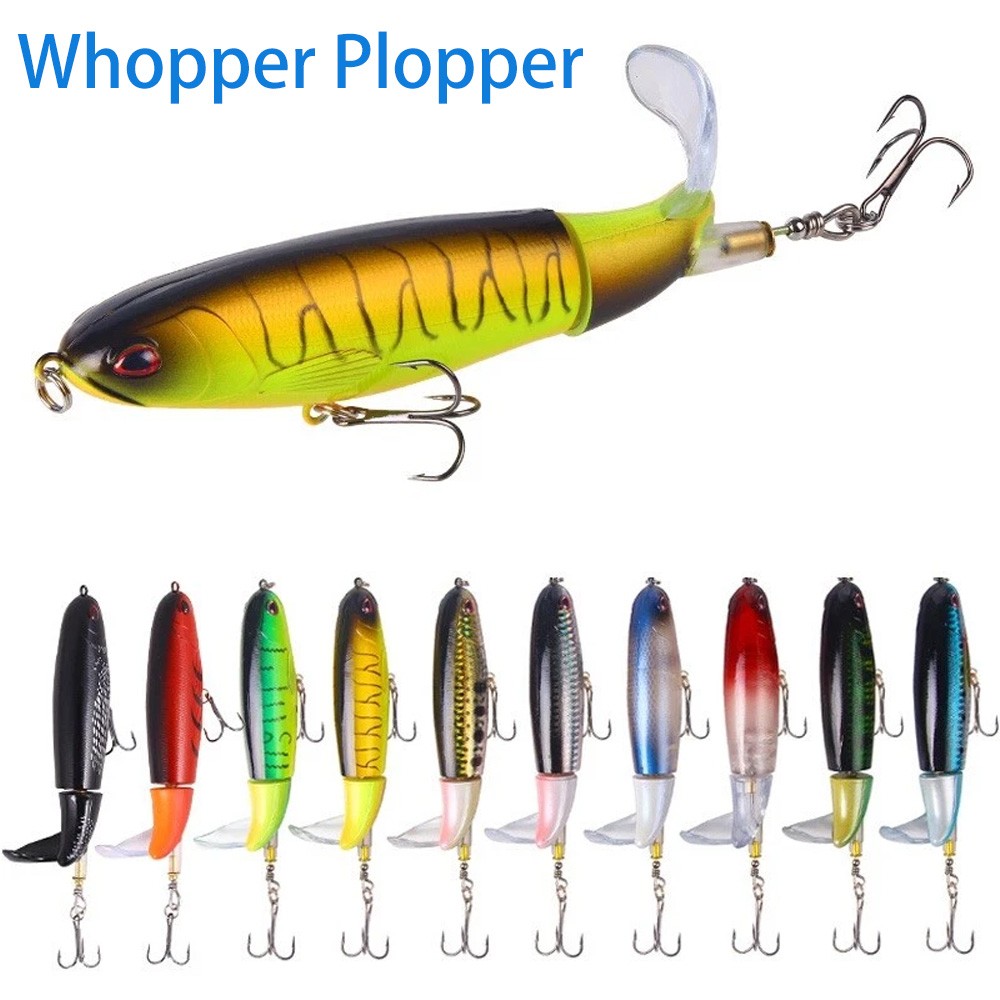 10x Whopper Plopper Fishing Lures bait Topwater Floating Rotating Tail for Bass