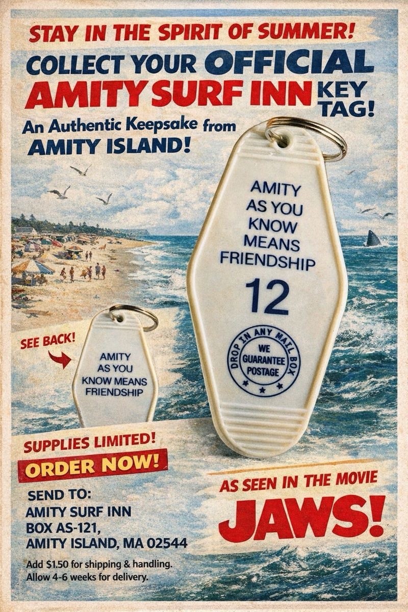 Amity Surf Inn JAWS Inspired Keytag Amity Surf Inn JAWS Inspired Keytag