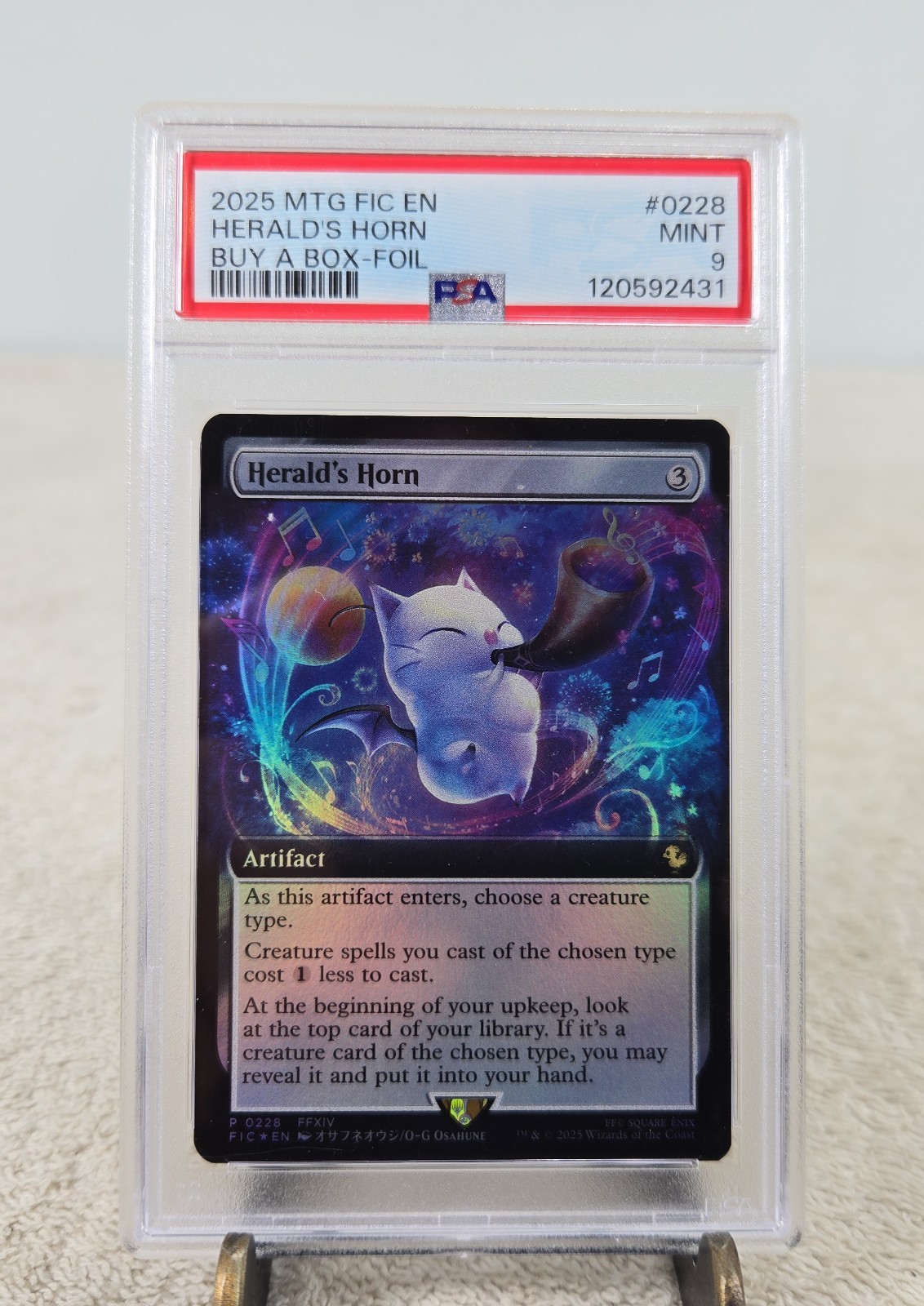 MTG Herald\'s Horn Foil Magic: Final Fantasy Commander FIC PSA 9 MINT MTG Herald\'s Horn Foil Magic: Final Fantasy Commander FIC PSA 9 MINT