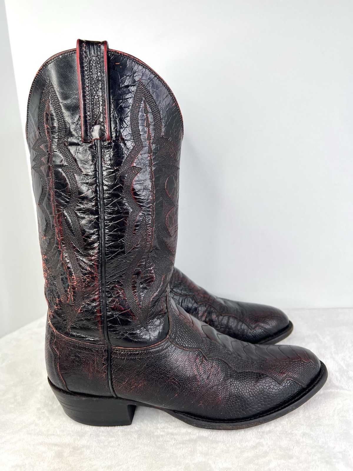 Lucchese 2000 Genuine Ostrich Leg Black Cherry Western Cowboy Boots Mens 11 D Lucchese 2000 Genuine Ostrich Leg Black Cherry Western Cowboy Boots Mens 11 D