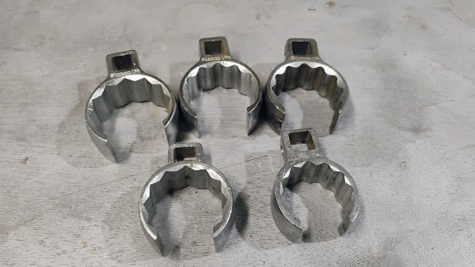 Snap On 5Pc.1/2\'\' Drive Flank Drive Deep Flare Nut Crowfoot 12 Pt. 1-5/8 -1-1/16