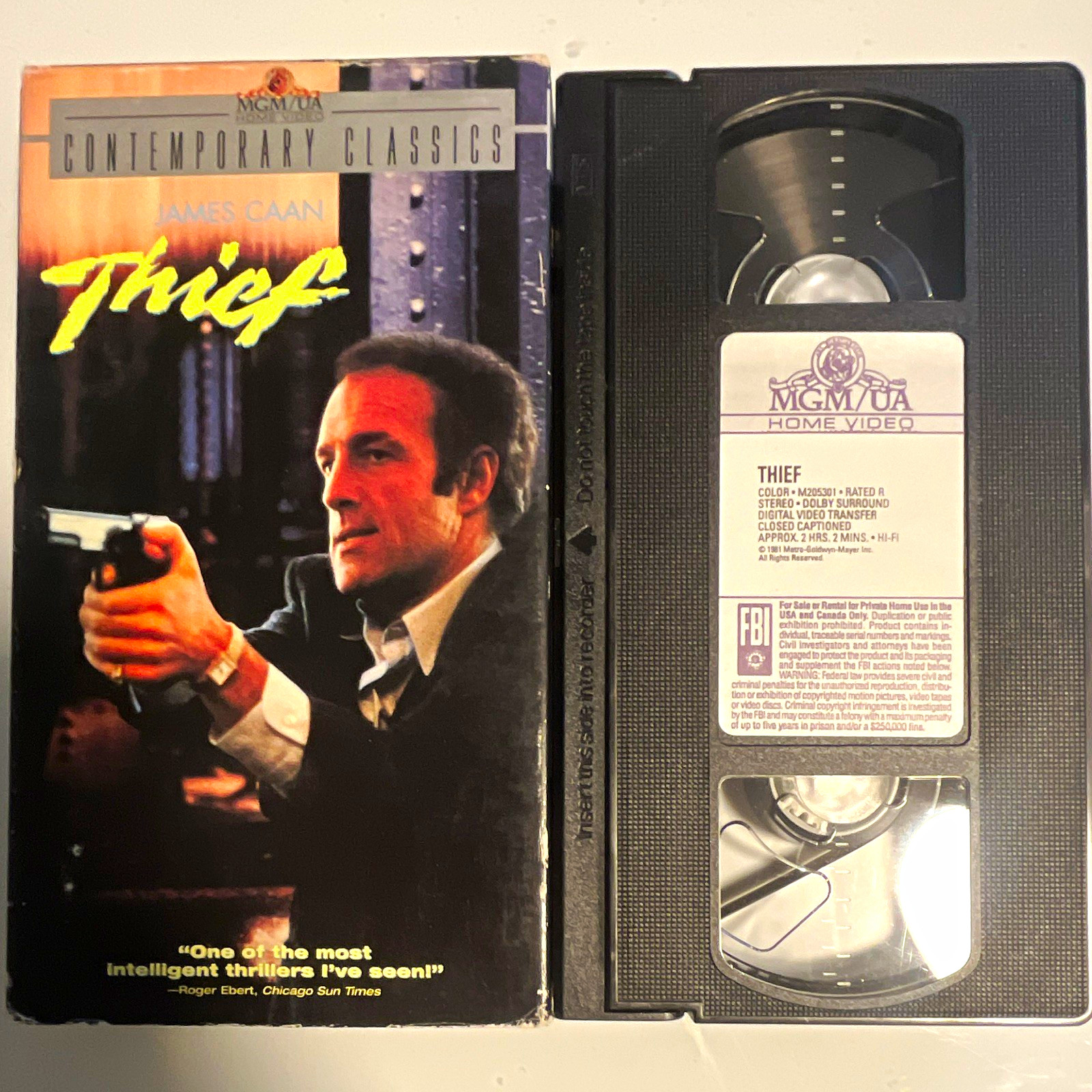 MGM/UA Home Video Thief VHS Contemporary Classics Crime Thriller R Caan 1981