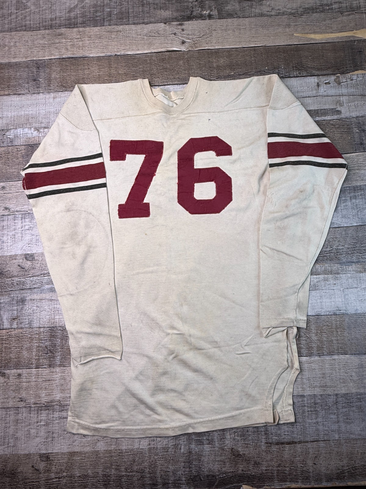 Vintage 40s 50s Badger Sporting Goods Mens 44 Football Jersey Shirt Striped