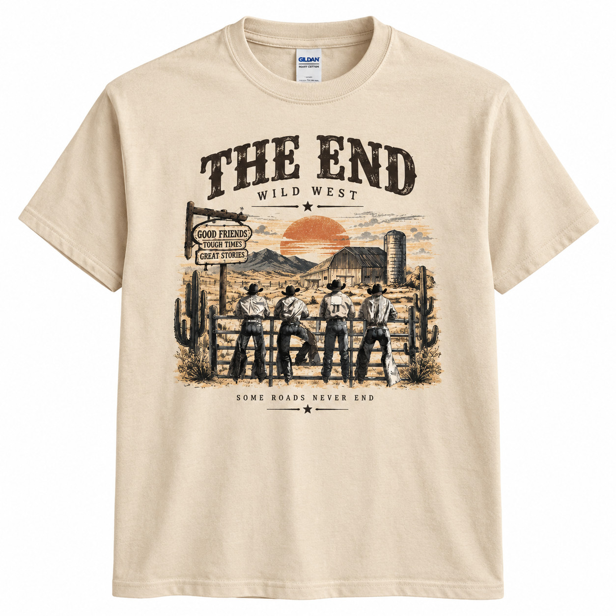 Wild West Cowboy T-Shirt Vintage Western Ranch Graphic Tee Rodeo Country S - 5XL