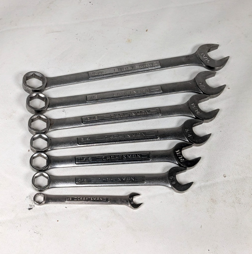 Vintage Craftsman VA USA 7pc SAE 6 Point Combination Wrench Set 15/16\ Vintage Craftsman VA USA 7pc SAE 6 Point Combination Wrench Set 15/16\