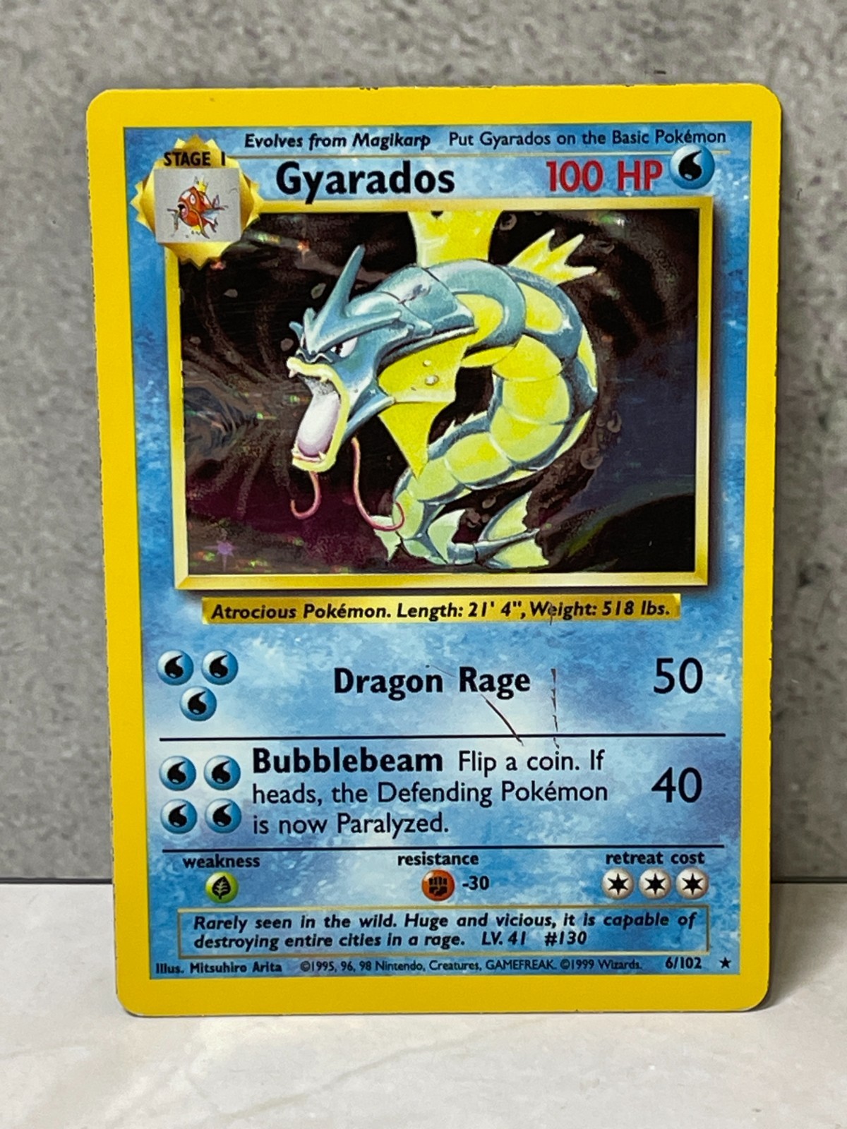 Pokemon Base Set English Holo Rare - Gyarados 6/102 Pokemon Base Set English Holo Rare - Gyarados 6/102
