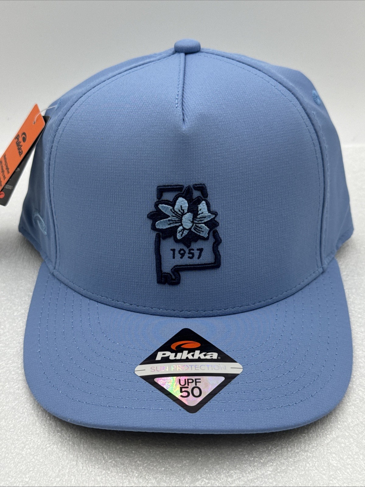 NWT Pukka Light Blue Alabama Camellia State Flower 1957 UPF50 Golf Baseball Hat NWT Pukka Light Blue Alabama Camellia State Flower 1957 UPF50 Golf Baseball Hat