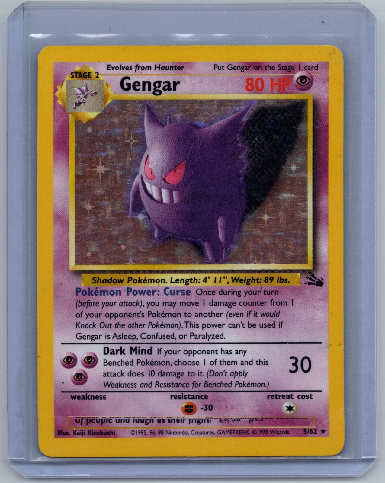 Gengar Fossil 5/62 Holo WOTC Vintage Pokémon TCG