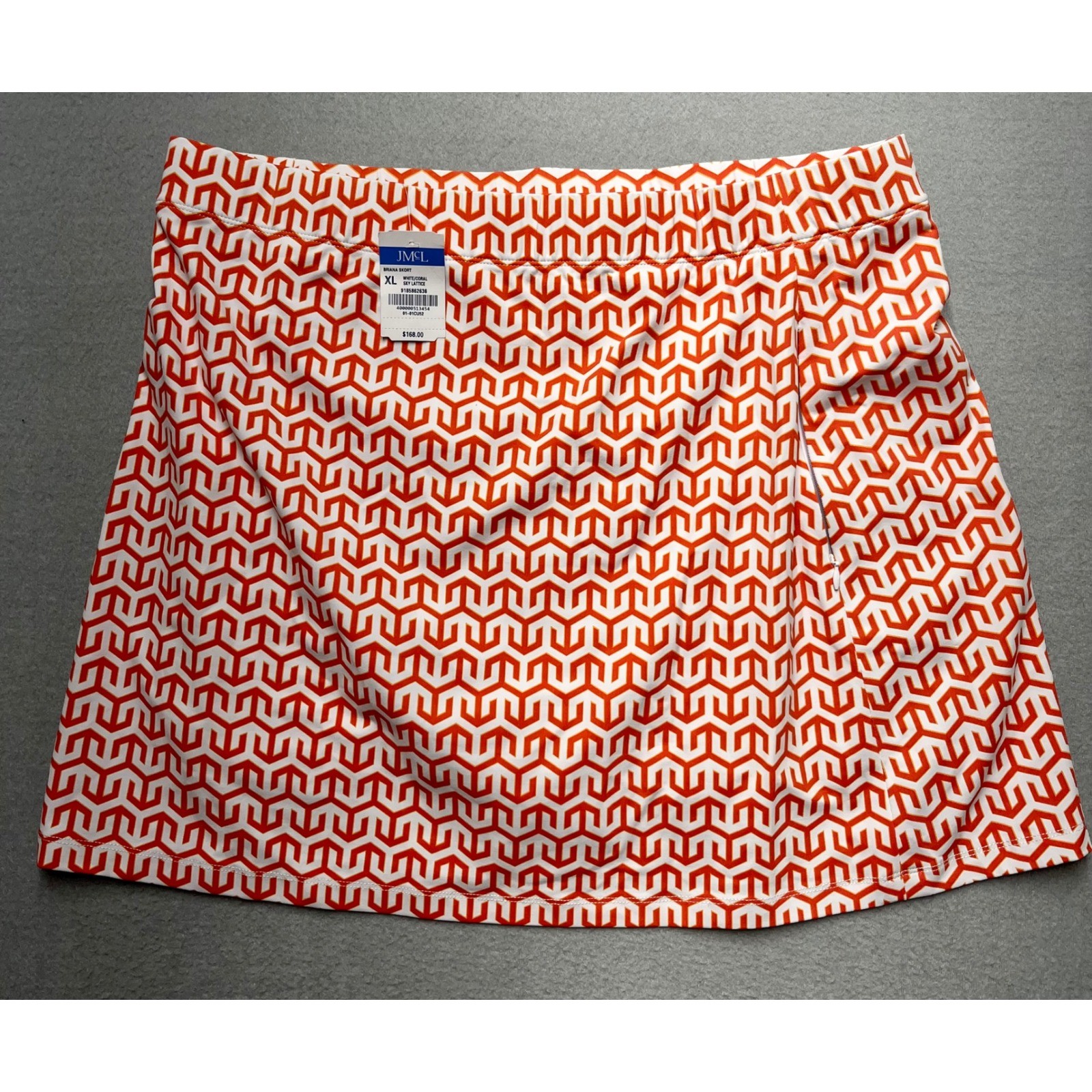 J.McLaughlin Briana Skort XL White Coral Sky Lattice Geometric Golf Tennis NEW