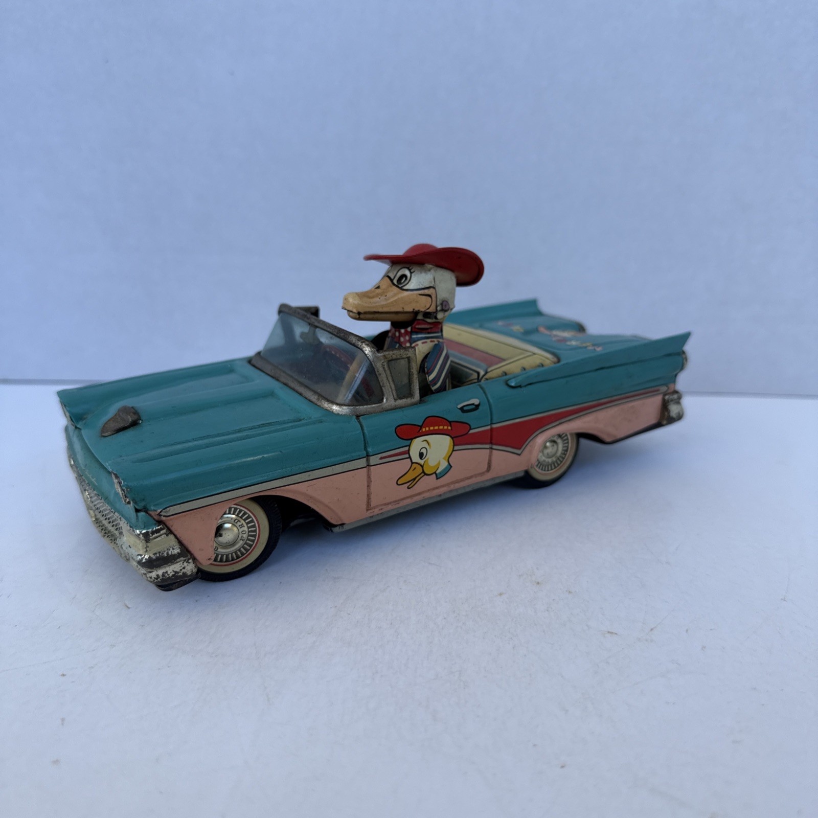 Vintage Rare Tin Toy Friction Car Ford Fairlane MERRY DUCK Alps 50\'s Japan
