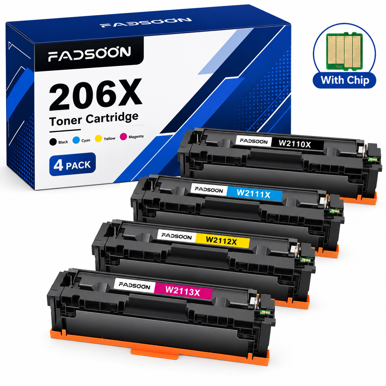 FADSOON® 4PK 206X W2110X Toner for M255dw M282nw M283fdw M283cdw M255nw M283fdn