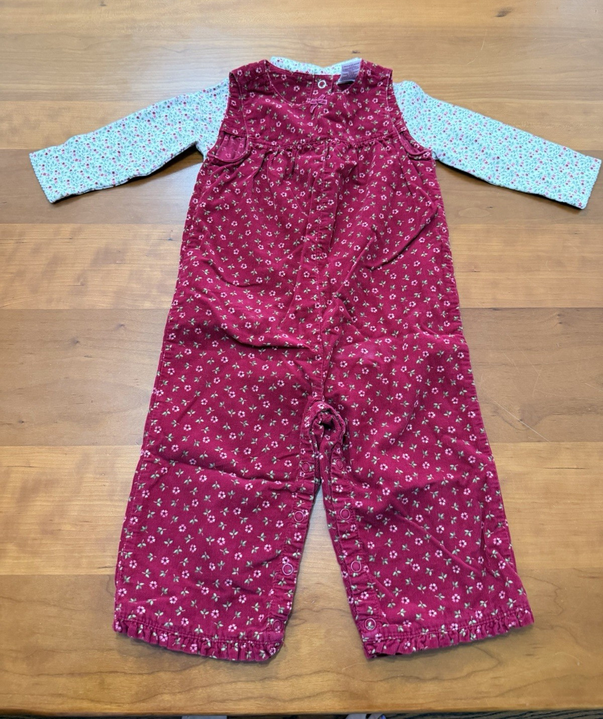Vtg. Gymboree Girls 12-18M 2pc Red Corduroy Floral Overalls w/ LS Bodysuit Set Vtg. Gymboree Girls 12-18M 2pc Red Corduroy Floral Overalls w/ LS Bodysuit Set