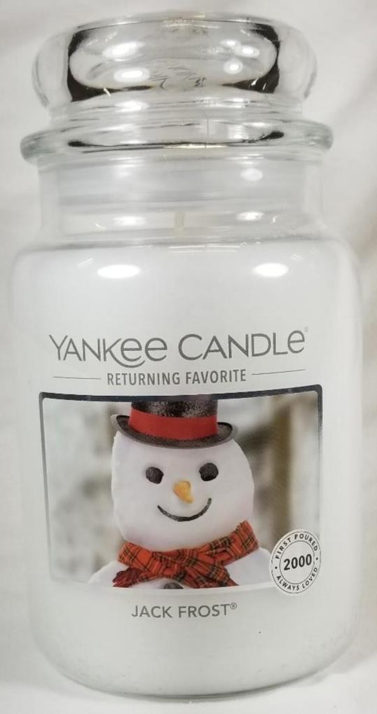Yankee Candle JACK FROST Large Jar 22 Oz White New Wax Cool Peppermint Vanilla