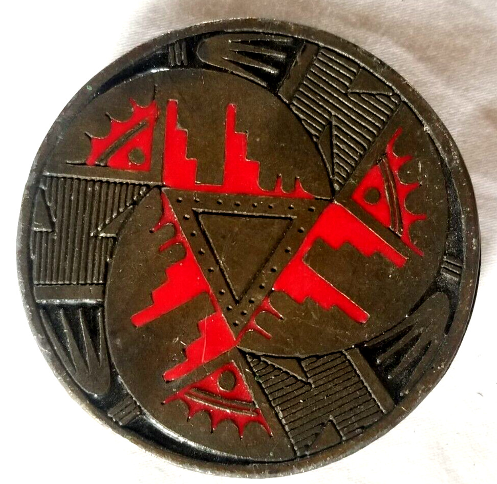 VTG San Ildefonso Craftsmen Trade Guild Brass Belt Buckle for 2\