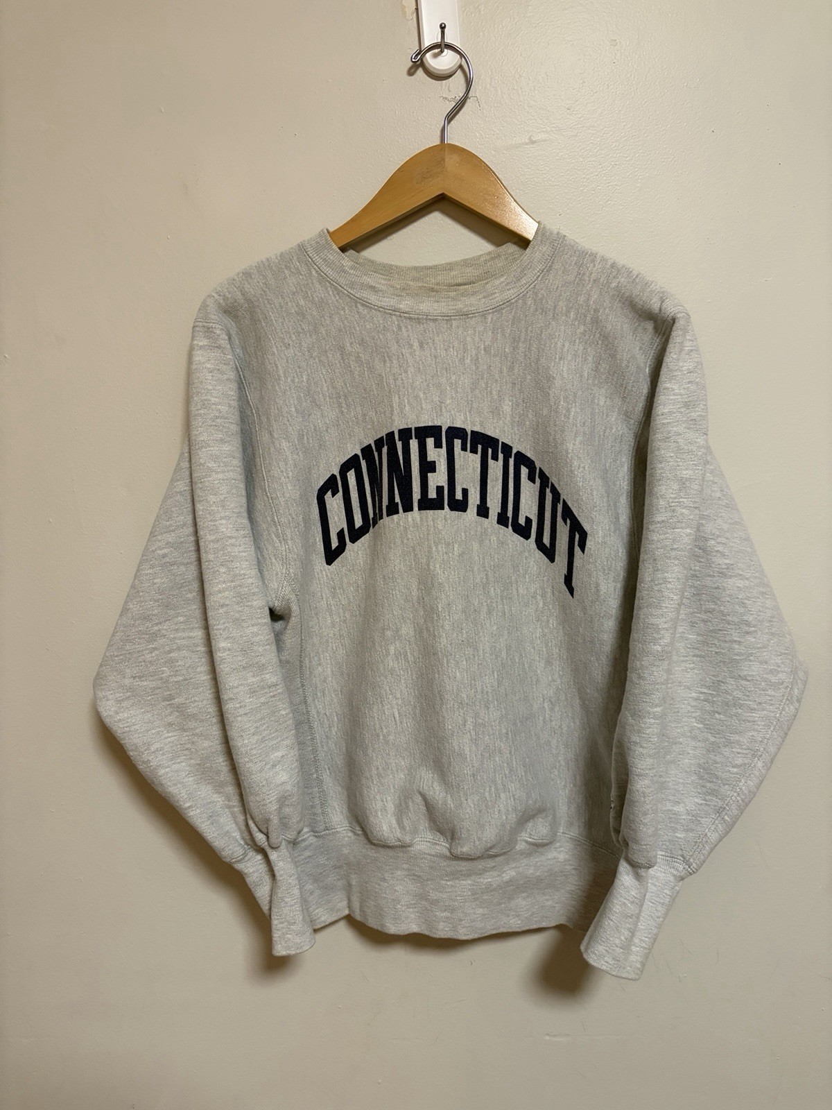 Vintage 80s Champion Reverse Weave Warmup Connecticut Sweatshirt Size Medium USA