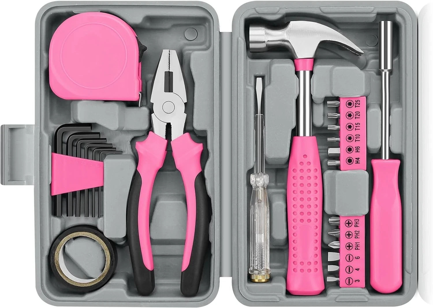 Hi-Spec 25pc Small Mini Tool Set Pink Household DIY Tool Kit for Women Hi-Spec 25pc Small Mini Tool Set Pink Household DIY Tool Kit for Women