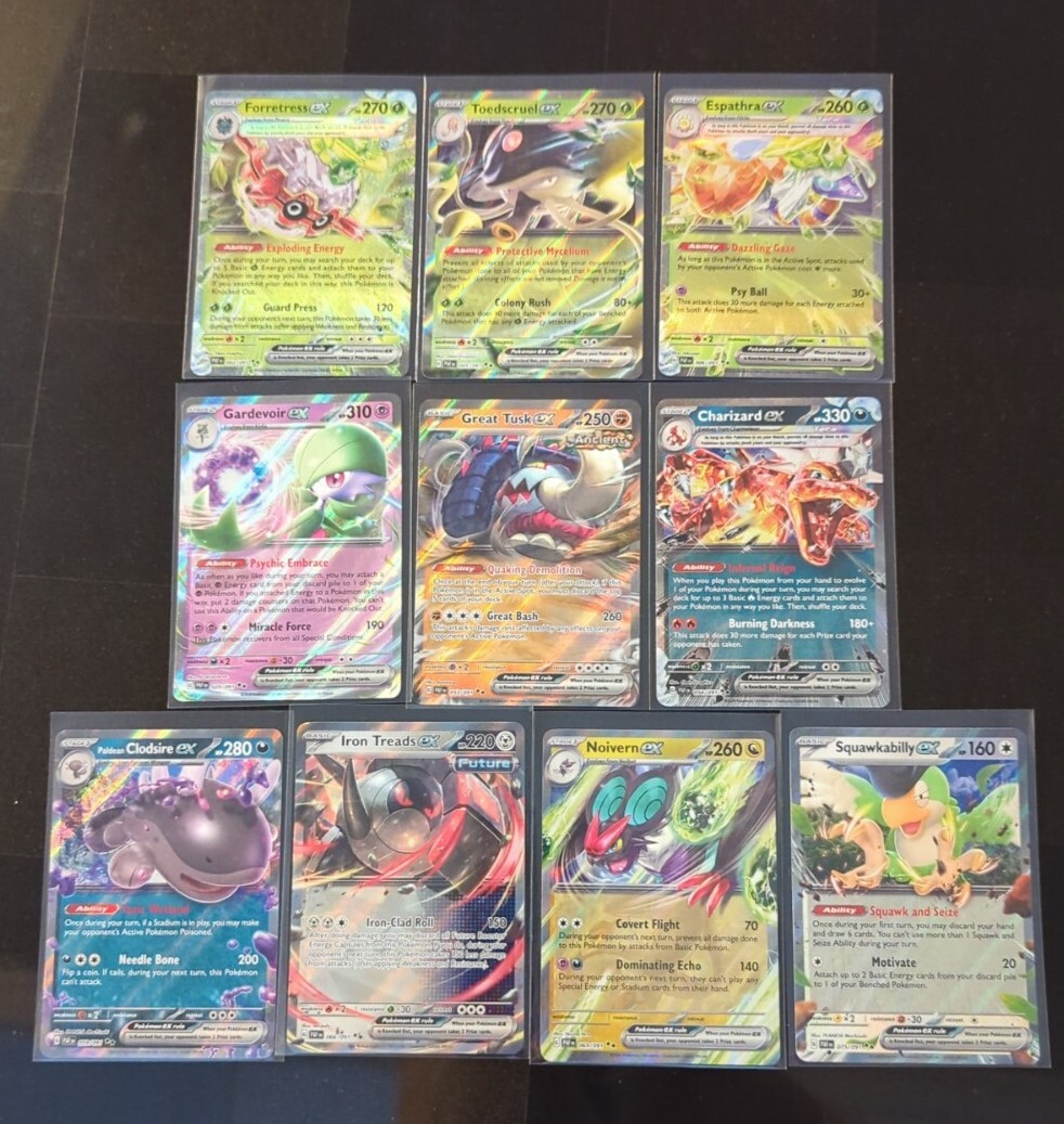 ⭐Lot 10 Pokemon Complete Set eX Cards SV Paldean Fates Double Rare Charizard🔥