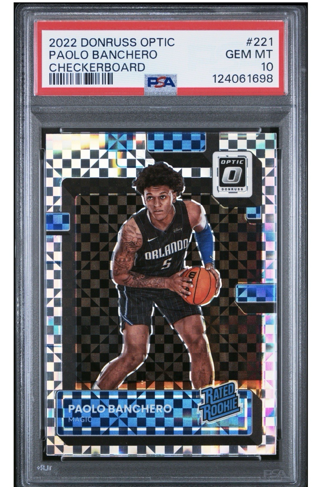 2022 Paolo Banchero Donruss Optic Checkerboard RC PSA 10💎CASE HIT💎#221 MAGIC 2022 Paolo Banchero Donruss Optic Checkerboard RC PSA 10💎CASE HIT💎#221 MAGIC