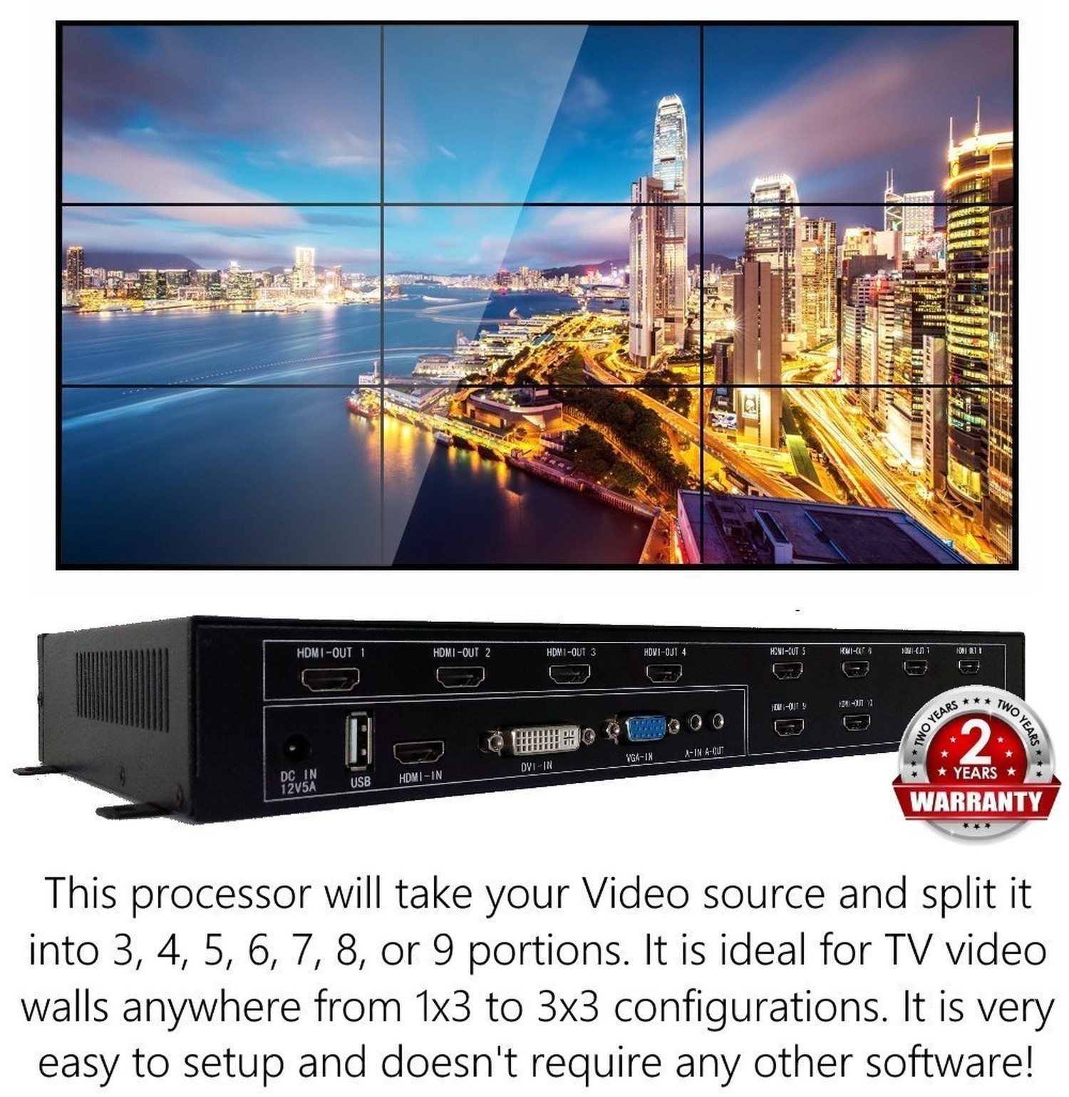 3x3 HDMI Video Wall Processor HD TV 1080P Matrix Controller Splitter 3x2 2x3 2x2