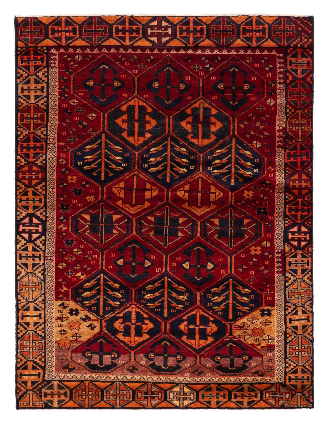 Vintage Hand-Knotted Area Rug 4\'11\