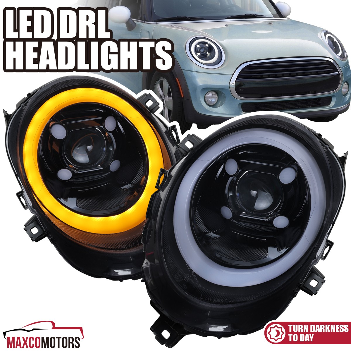 Smoke Projector Headlights Fits 2014-2024 Mini Cooper F55/56 Clubman F54 LED DRL