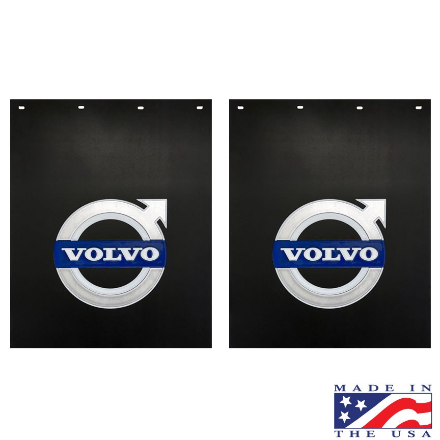 VOLVO RUBBER Mud Flaps Poly-Rubber  24” X 30” SEMI TRUCK VOLVO Logo (pair) Black