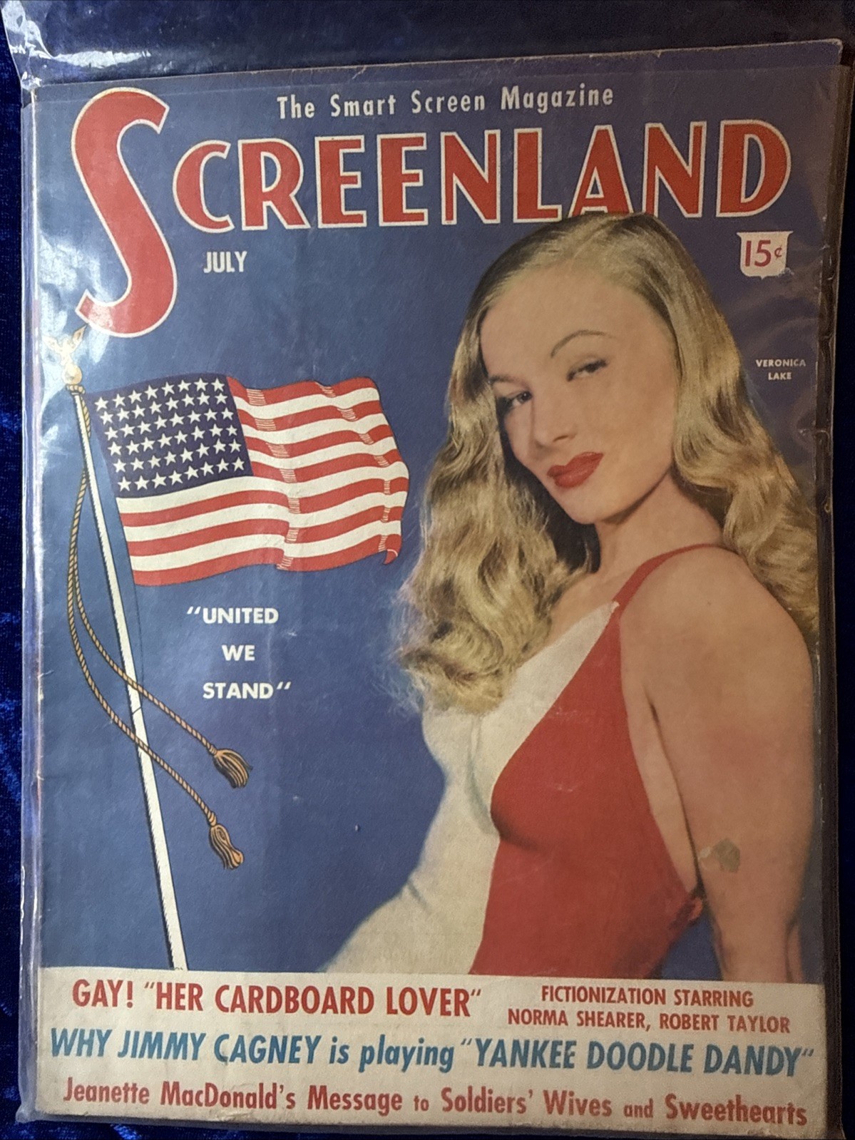 1942 July SCREENLAND MAGAZINE - Veronica Lake Patriotic Cover Vintage GOOD See 1942 July SCREENLAND MAGAZINE - Veronica Lake Patriotic Cover Vintage GOOD See