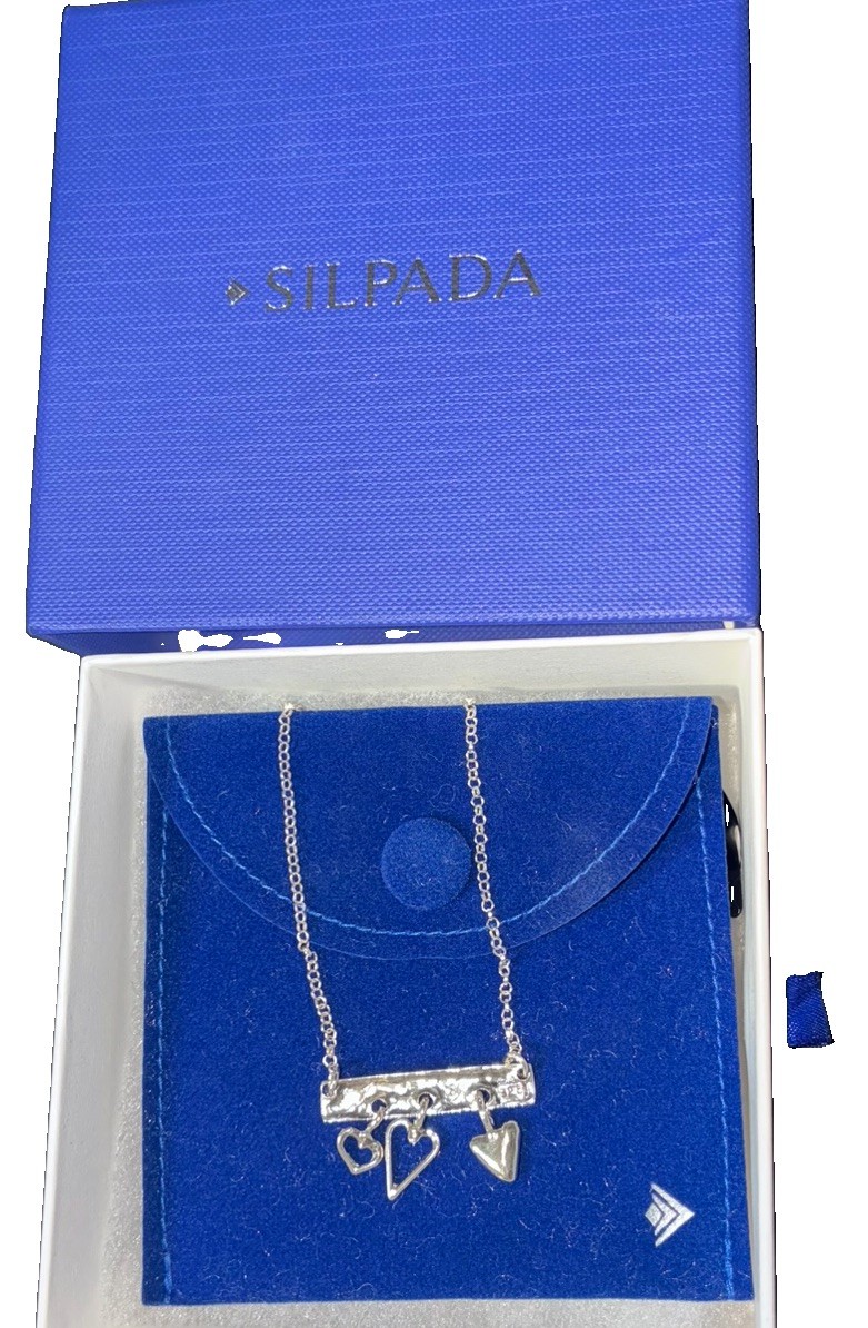 Silpada Sterling Silver Bar Chain with Dangling Heart Charms Silpada Sterling Silver Bar Chain with Dangling Heart Charms
