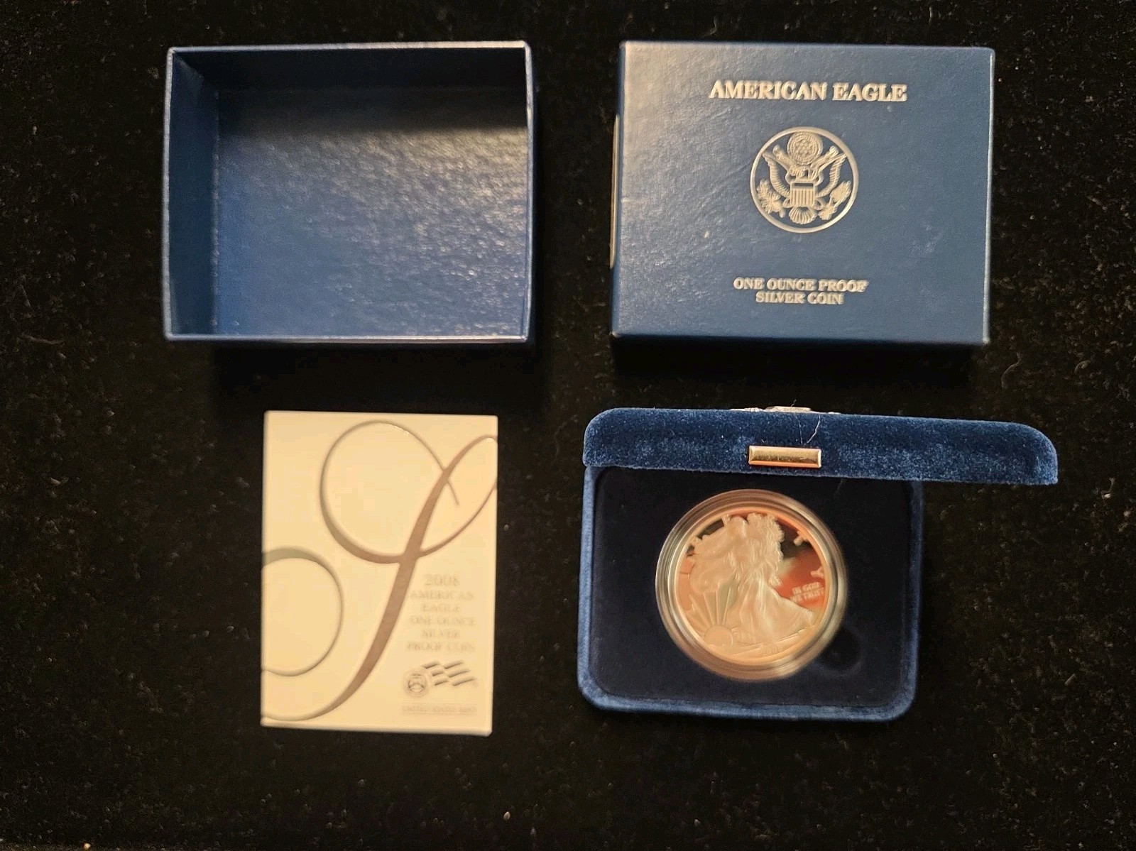 2008-W Proof $1 American Silver Eagle with OGP, BOX & COA~ L👀K SHIPS FREE