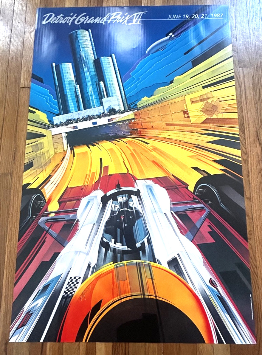 Vintage 1987 Detroit Grand Prix VI Poster Formula 1 F1 Detroit 22.5x36
